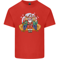 Santa Claus Chilling With Reindeers Christmas Xmas Mens Cotton T-Shirt Tee Top Red