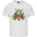 Santa Claus Chilling With Reindeers Christmas Xmas Mens Cotton T-Shirt Tee Top White