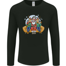 Santa Claus Chilling With Reindeers Christmas Xmas Mens Long Sleeve T-Shirt Black
