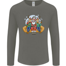 Santa Claus Chilling With Reindeers Christmas Xmas Mens Long Sleeve T-Shirt Charcoal