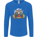 Santa Claus Chilling With Reindeers Christmas Xmas Mens Long Sleeve T-Shirt Royal Blue