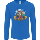 Santa Claus Chilling With Reindeers Christmas Xmas Mens Long Sleeve T-Shirt Royal Blue