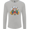 Santa Claus Chilling With Reindeers Christmas Xmas Mens Long Sleeve T-Shirt Sports Grey