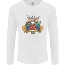 Santa Claus Chilling With Reindeers Christmas Xmas Mens Long Sleeve T-Shirt White