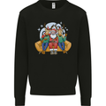Santa Claus Chilling With Reindeers Christmas Xmas Mens Sweatshirt Jumper Black