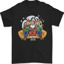 Santa Claus Chilling With Reindeers Christmas Xmas Mens T-Shirt 100% Cotton Black