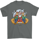 Santa Claus Chilling With Reindeers Christmas Xmas Mens T-Shirt 100% Cotton Charcoal