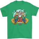Santa Claus Chilling With Reindeers Christmas Xmas Mens T-Shirt 100% Cotton Irish Green