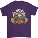 Santa Claus Chilling With Reindeers Christmas Xmas Mens T-Shirt 100% Cotton Purple