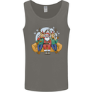 Santa Claus Chilling With Reindeers Christmas Xmas Mens Vest Tank Top Charcoal