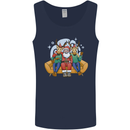 Santa Claus Chilling With Reindeers Christmas Xmas Mens Vest Tank Top Navy Blue