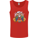 Santa Claus Chilling With Reindeers Christmas Xmas Mens Vest Tank Top Red