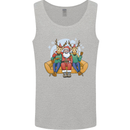 Santa Claus Chilling With Reindeers Christmas Xmas Mens Vest Tank Top Sports Grey