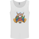 Santa Claus Chilling With Reindeers Christmas Xmas Mens Vest Tank Top White