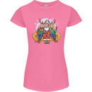 Santa Claus Chilling With Reindeers Christmas Xmas Womens Petite Cut T-Shirt Azalea