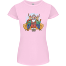 Santa Claus Chilling With Reindeers Christmas Xmas Womens Petite Cut T-Shirt Light Pink