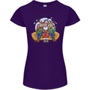 Santa Claus Chilling With Reindeers Christmas Xmas Womens Petite Cut T-Shirt Purple