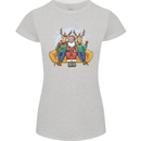 Santa Claus Chilling With Reindeers Christmas Xmas Womens Petite Cut T-Shirt Sports Grey