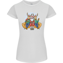 Santa Claus Chilling With Reindeers Christmas Xmas Womens Petite Cut T-Shirt White