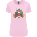 Santa Claus Chilling With Reindeers Christmas Xmas Womens Wider Cut T-Shirt Light Pink