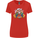 Santa Claus Chilling With Reindeers Christmas Xmas Womens Wider Cut T-Shirt Red
