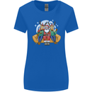 Santa Claus Chilling With Reindeers Christmas Xmas Womens Wider Cut T-Shirt Royal Blue