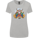 Santa Claus Chilling With Reindeers Christmas Xmas Womens Wider Cut T-Shirt Sports Grey