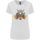 Santa Claus Chilling With Reindeers Christmas Xmas Womens Wider Cut T-Shirt White