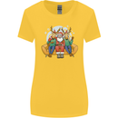 Santa Claus Chilling With Reindeers Christmas Xmas Womens Wider Cut T-Shirt Yellow