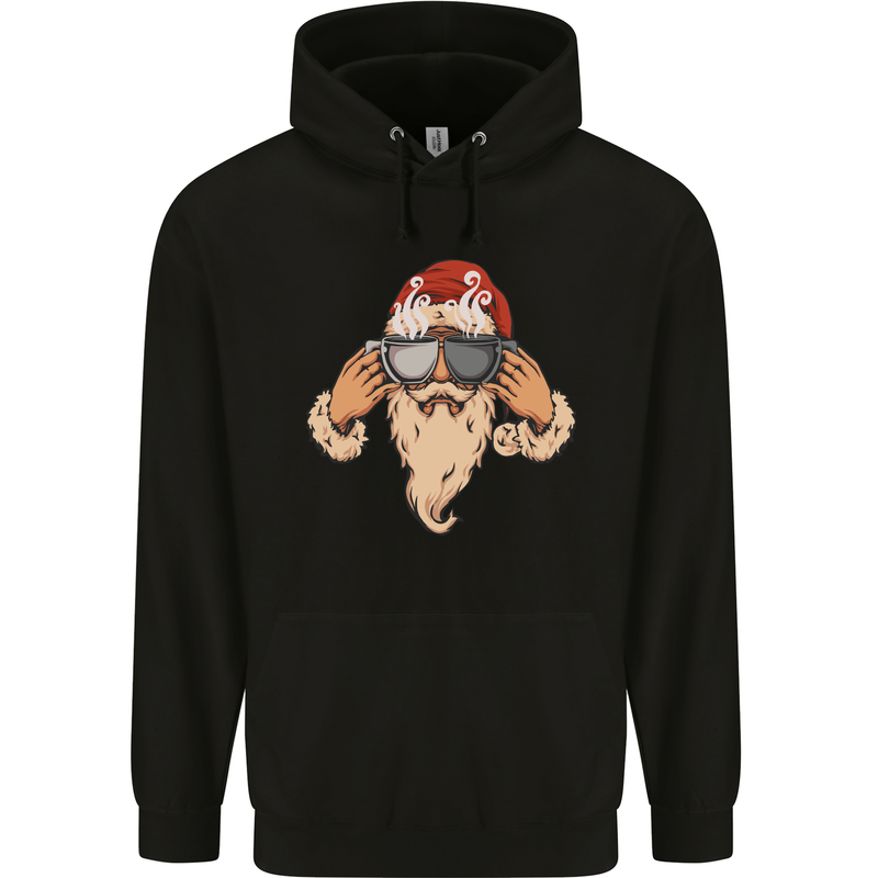 Santa Claus Coffee Funny Christmas Childrens Kids Hoodie Black