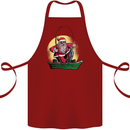Santa Claus Fishing in His Boat Christmas Cotton Apron 100% Organic Maroon