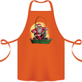 Santa Claus Fishing in His Boat Christmas Cotton Apron 100% Organic Orange