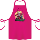 Santa Claus Fishing in His Boat Christmas Cotton Apron 100% Organic Pink
