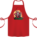 Santa Claus Fishing in His Boat Christmas Cotton Apron 100% Organic Red