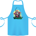 Santa Claus Fishing in His Boat Christmas Cotton Apron 100% Organic Turquoise