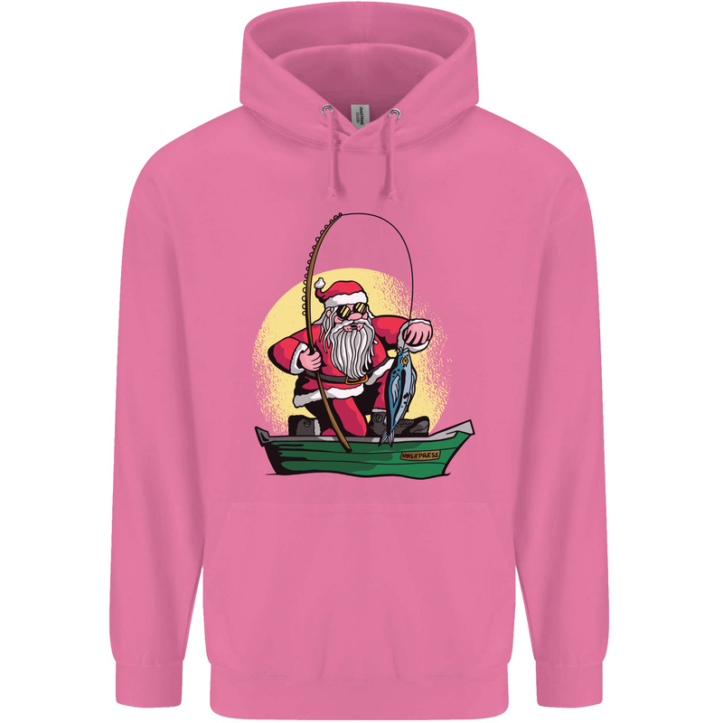 Santa Claus Fishing in His Boat Christmas Mens 80% Cotton Hoodie Azelea