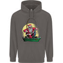 Santa Claus Fishing in His Boat Christmas Mens 80% Cotton Hoodie Charcoal