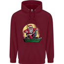 Santa Claus Fishing in His Boat Christmas Mens 80% Cotton Hoodie Maroon