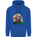 Santa Claus Fishing in His Boat Christmas Mens 80% Cotton Hoodie Royal Blue