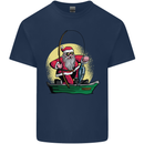 Santa Claus Fishing in His Boat Christmas Mens Cotton T-Shirt Tee Top Navy Blue