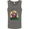Santa Claus Fishing in His Boat Christmas Mens Vest Tank Top Charcoal