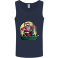 Santa Claus Fishing in His Boat Christmas Mens Vest Tank Top Navy Blue