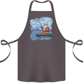 Santa Claus Fishing on a Pier Christmas Cotton Apron 100% Organic Dark Grey