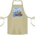 Santa Claus Fishing on a Pier Christmas Cotton Apron 100% Organic Khaki