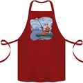 Santa Claus Fishing on a Pier Christmas Cotton Apron 100% Organic Maroon