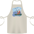 Santa Claus Fishing on a Pier Christmas Cotton Apron 100% Organic Natural