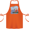 Santa Claus Fishing on a Pier Christmas Cotton Apron 100% Organic Orange