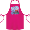 Santa Claus Fishing on a Pier Christmas Cotton Apron 100% Organic Pink