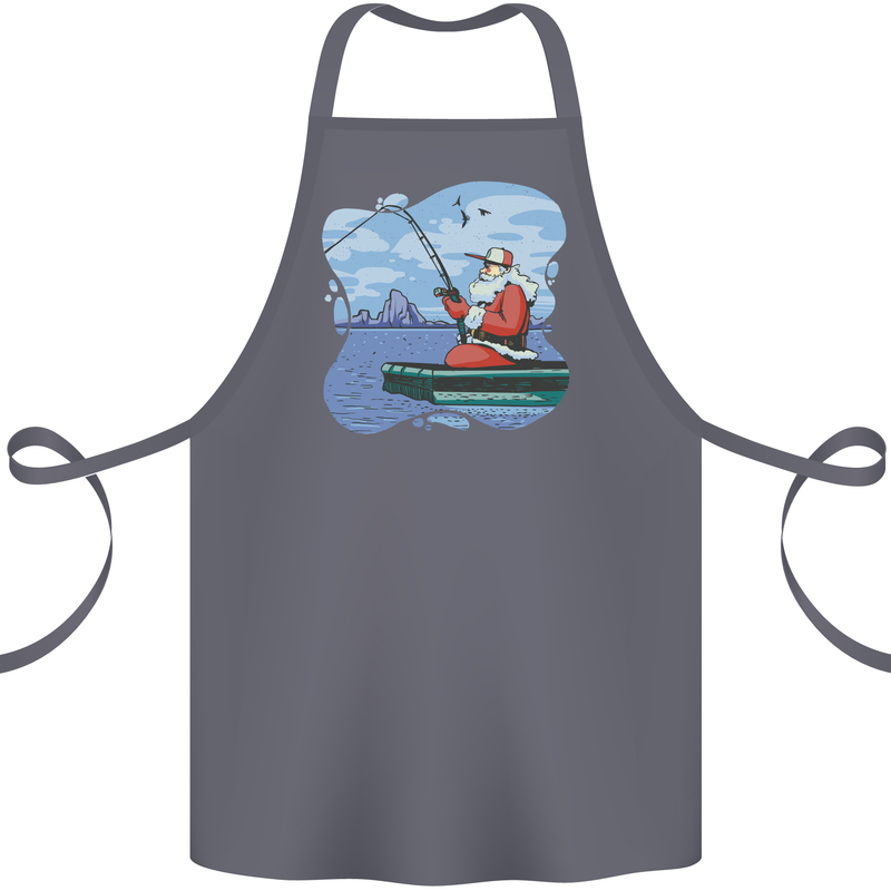 Santa Claus Fishing on a Pier Christmas Cotton Apron 100% Organic Steel