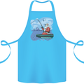 Santa Claus Fishing on a Pier Christmas Cotton Apron 100% Organic Turquoise